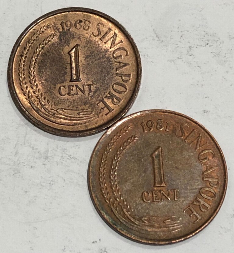 Read more about the article (Lot of 2) 1968 and 1981 Singapore 1 Cent Coins