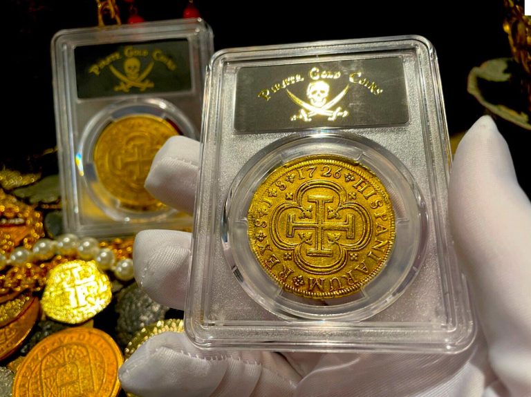 Read more about the article SPAIN 1726 8 ESCUDOS NGC PIRATE GOLD COINS SHIPWRECK TREASURE DOUBLOON COB