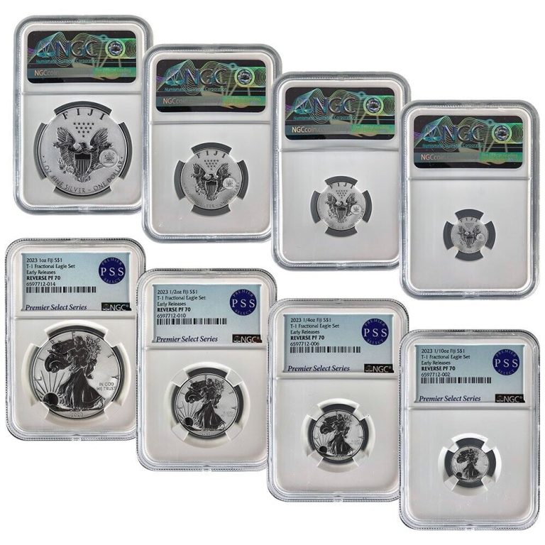 Read more about the article 2023 Fractional Silver Eagle Set NGC Reverse PF70 Early Releases Fiji