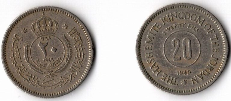 Read more about the article JORDAN 1949 TWO 20 FILS CIRCULATED COINS