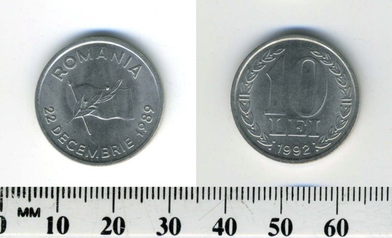 Read more about the article Romania 1992 – 10 Lei Nickel Clad Steel Coin – Revolution Anniversary
