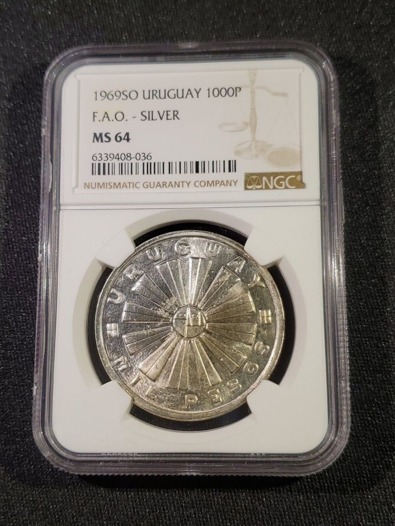 Read more about the article 1969 URUGUAY SILVER 1000 PESOS 1000P FAO – NGC MS 64