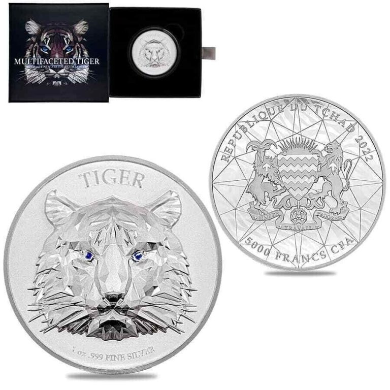 Read more about the article 2022 Chad Multifaceted Tiger Ultra High Relief 1 oz .999 Silver Coin