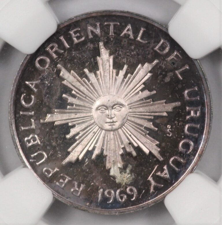 Read more about the article NGC PF66 Ultra Cameo 1969-So Uruguay 5 Pesos Silver Proof Coin