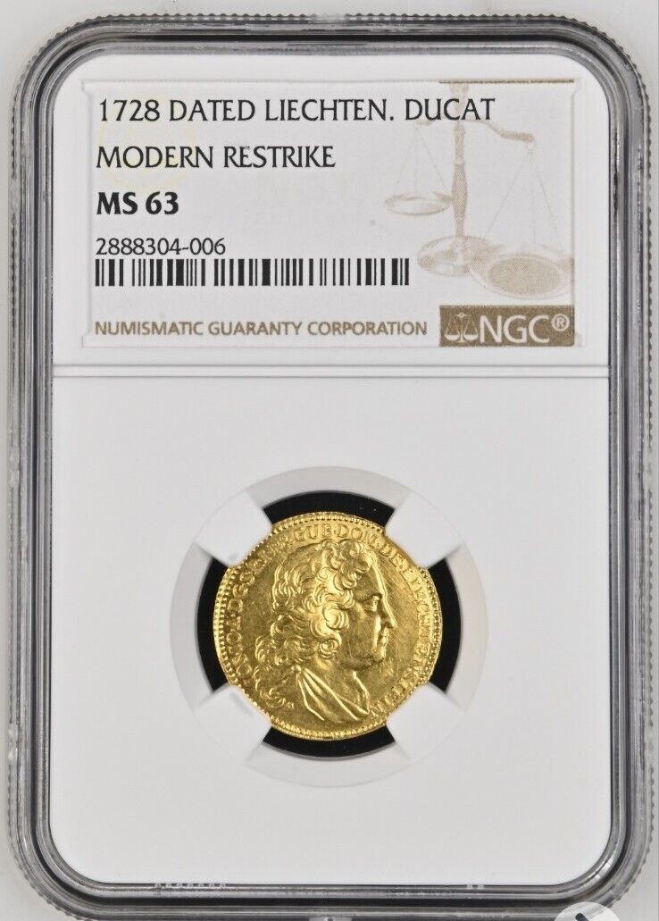 Read more about the article 1728-M LIECHTENSTEIN Ducat Gold Coin Josef Johann Adam Modern Restrike NGC MS-63