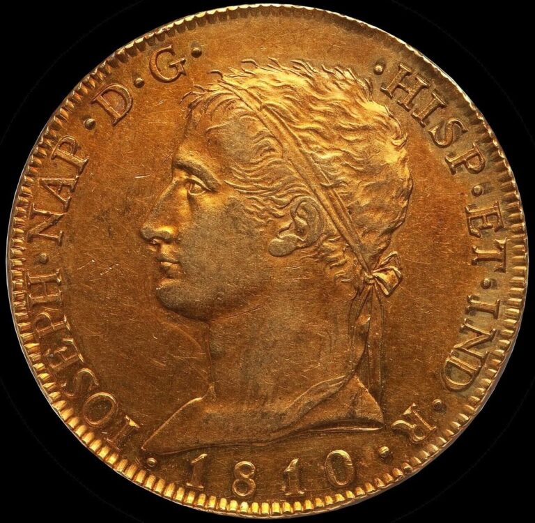 Read more about the article 🔥SPAIN 1810 M *AI* JOSEPH NAPOLEON 320 REALES DE VELLON GOLD ☆ NGC AU – 55 ☆