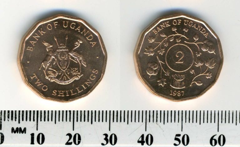 Read more about the article Uganda 1987 – 2 Shillings Copper Plated Steel Coin – National arms