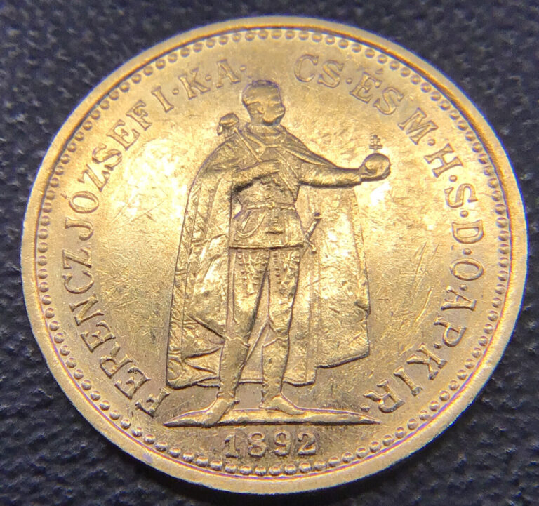 Read more about the article 1892-KB GOLD HUNGARY 10 KORONA EMPEROR FRANZ JOSEPH COIN NICE LUSTER