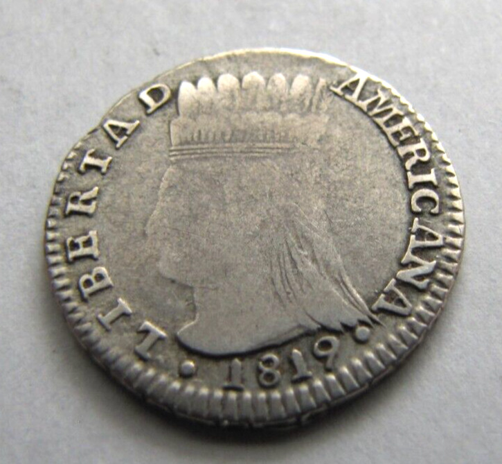 Read more about the article Colombia KM75 Nueva Granada 1 Real 1819 FJ.  Very rare one-year-type.