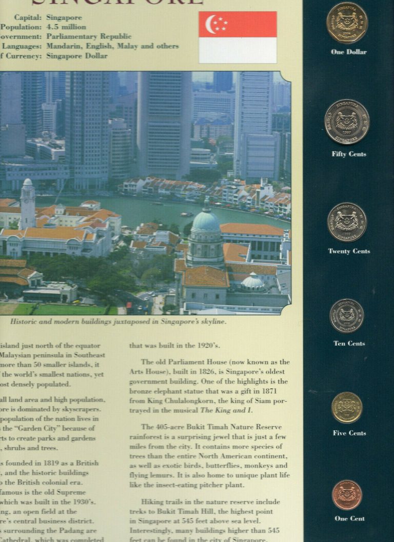 Read more about the article Coins from Around the World Singapore 1989-2006 BU UNC $1 2006 5 cents 1989