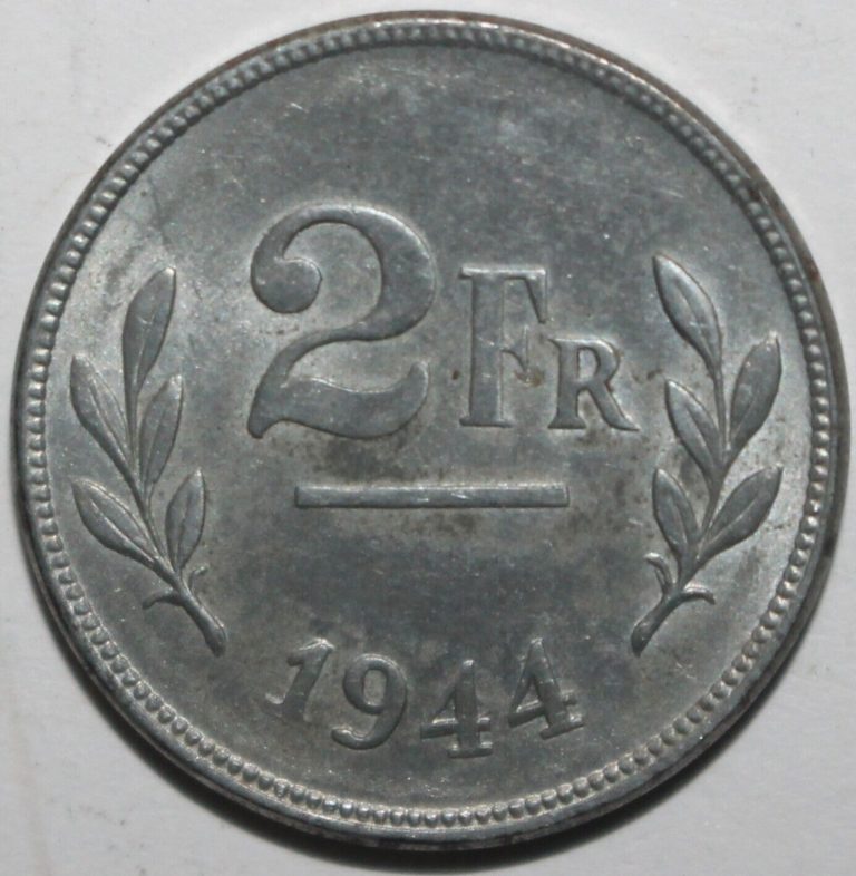 Read more about the article Belgian 2 Francs Coin 1944 KM# 133 Belgium WWII Allied Occupation Coinage Two Fr