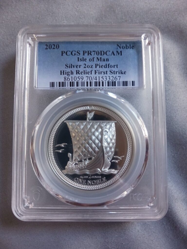 Read more about the article 2020 Isle Of man Noble 2 oz. Silver Piedfort High Relief fs PCGS PR70 DCAM FDI