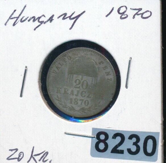 Read more about the article HUNGARY  – 1870 SILVER 20 KREUZER – #8230