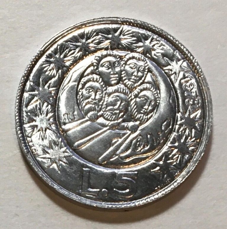 Read more about the article San Marino 5 Lire 1973 – 5 Human Heads Symbolizing Common Humanity – UNC