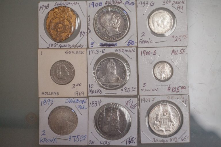 Read more about the article Lot of 9 Vintage Coins Germany  Spain  Austria  Holland  Sweden  1900s