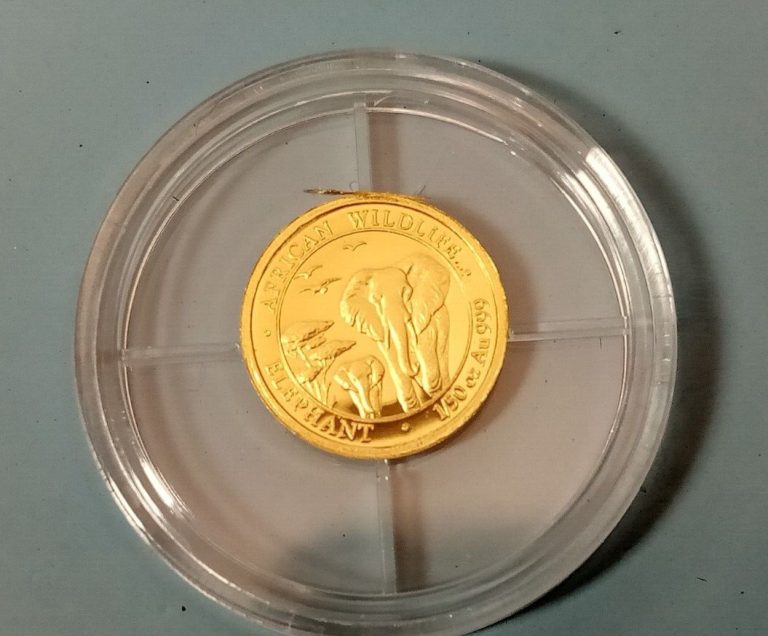 Read more about the article 2015 Somalia 20 Shillings .999 Fine Gold 1/50oz African Wildlife Elephant Coin