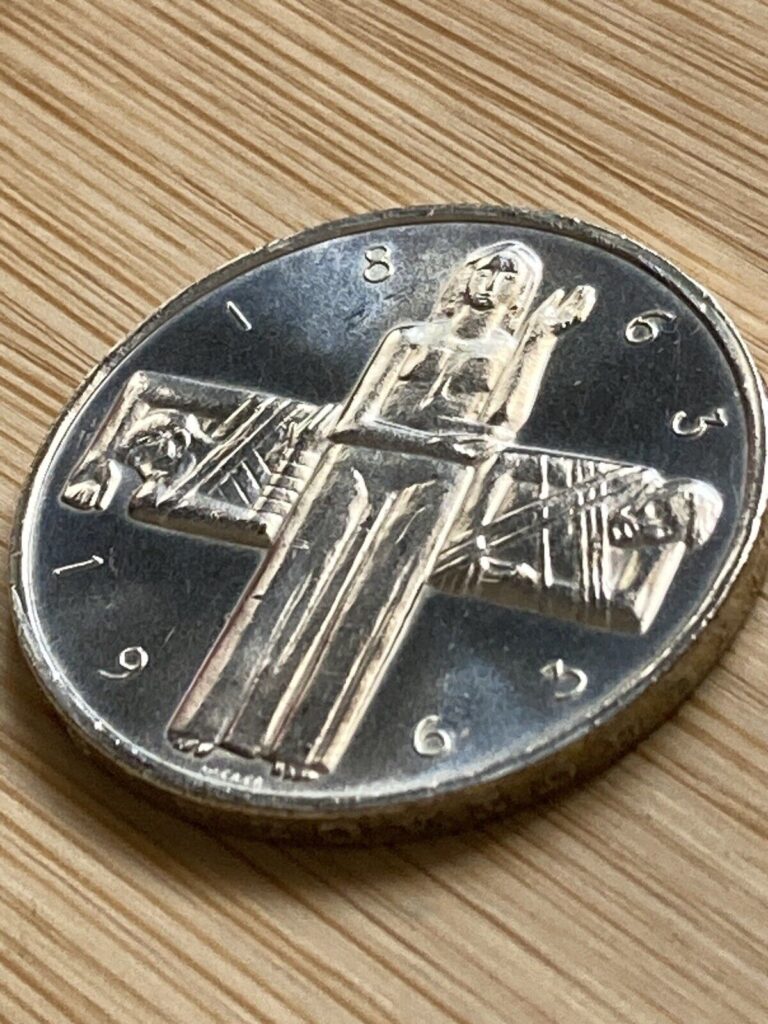 Read more about the article Switzerland – 1963 B – 5 Francs Silver Coin – Confoederatio Helvetica 1863-1963