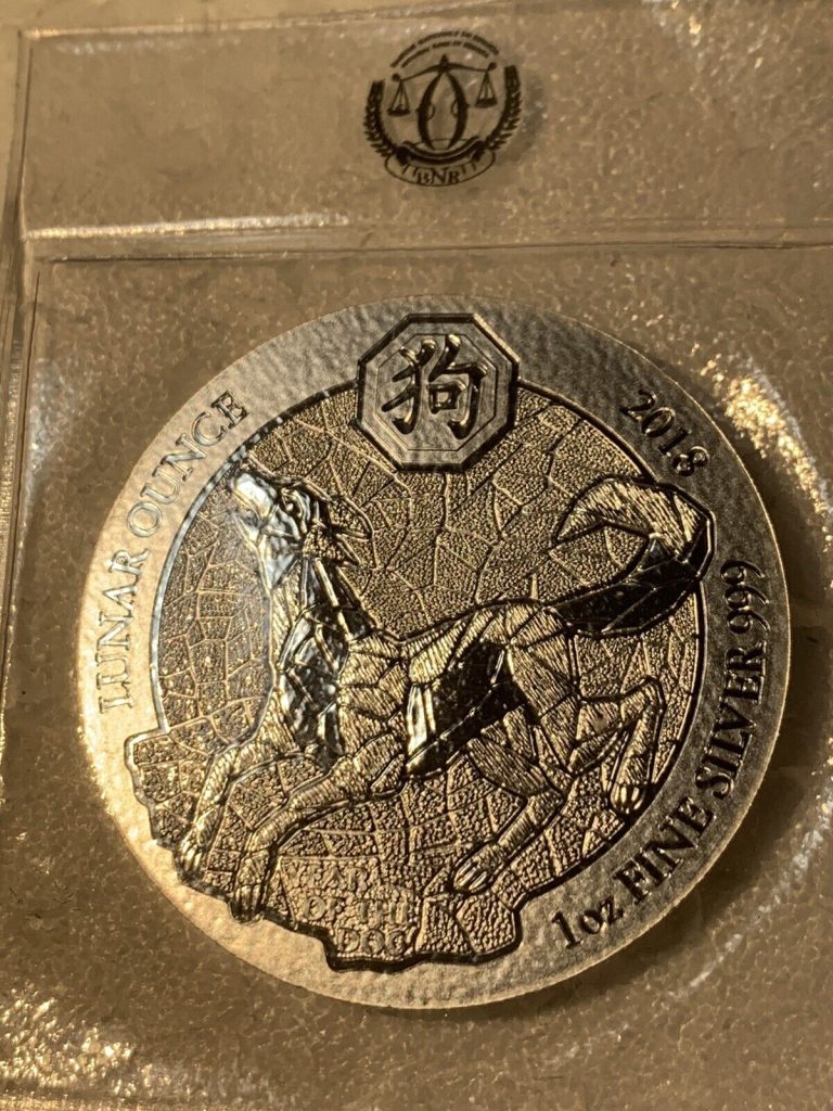 Read more about the article 2018 Rwanda Lunar Year of the Dog 1 oz 0.999 Silver BU Coin in OGP  50 Francs
