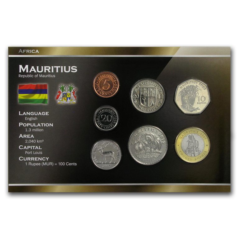 Read more about the article Mauritius 5 Cents – 20 Rupees 7-Coin Set BU – SKU#180429