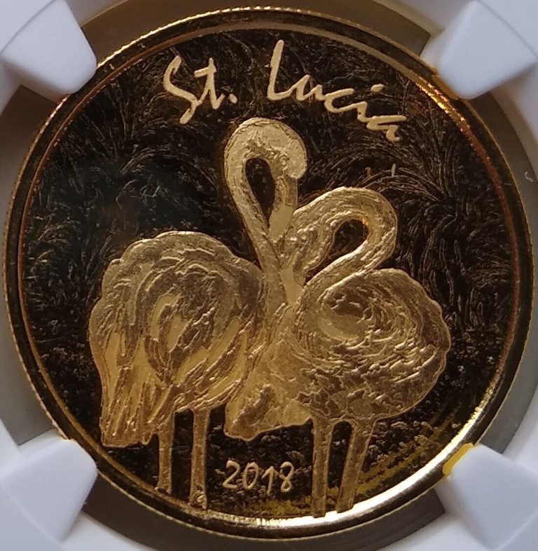 Read more about the article 2018 EC8 St. LUCIA GOLD 1 oz. FLAMINGO NGC MS70