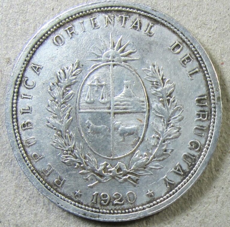 Read more about the article Uruguay 1920  20 Centesimos  SILVER  XF  (#1946)