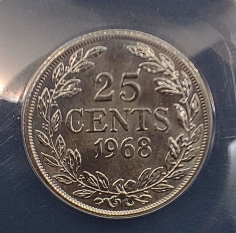 Read more about the article 1968 Liberia 25 Cents KM# 16a.2 ANACS MS 65