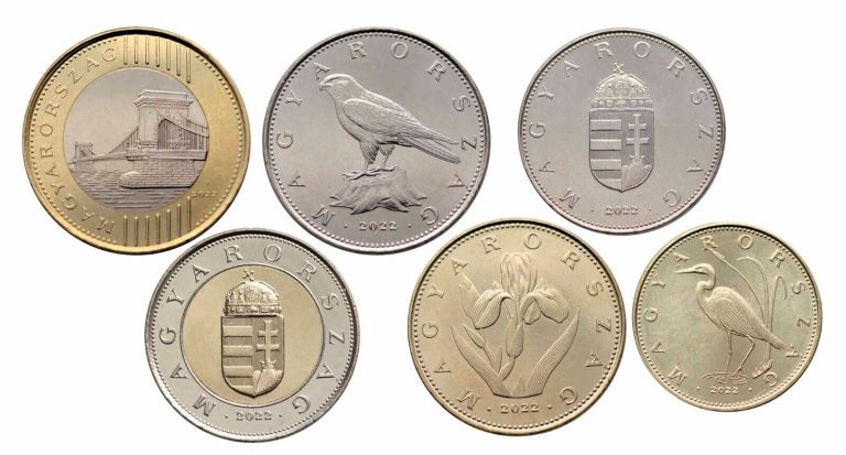 Read more about the article HUNGARY 6 COINS SET 5 – 10 – 20 – 50 + 100 and 200 FORINT BIMETAL  2022 UNC