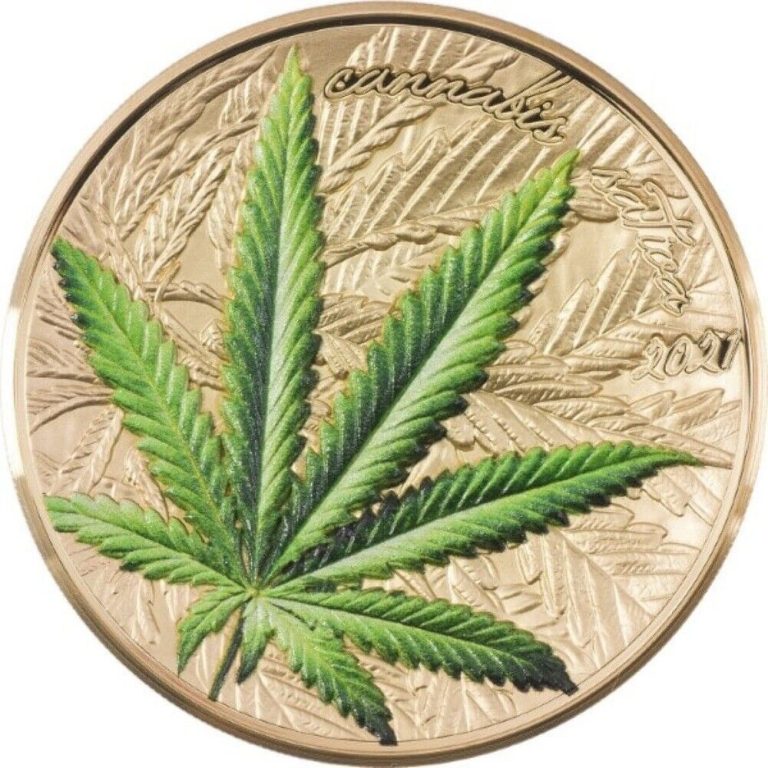 Read more about the article 2021 Benin Cannabis Sativa 1oz Silver High Relief Gilded Concave Coin