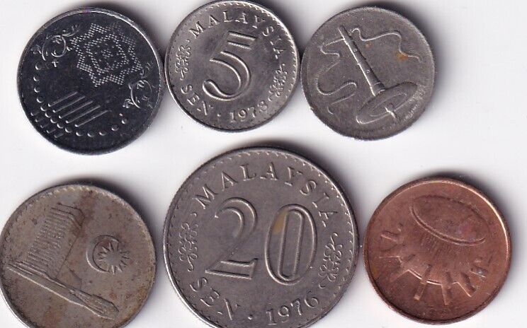 Read more about the article Lot of 6 Malaysia coins  1  5  10  and 20 sen  1973- 2013