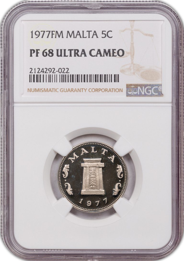 Read more about the article 1977-FM MALTA 5 CENTS NGC PF 68 UC COIN ONLY 5 GRADED HIGHER