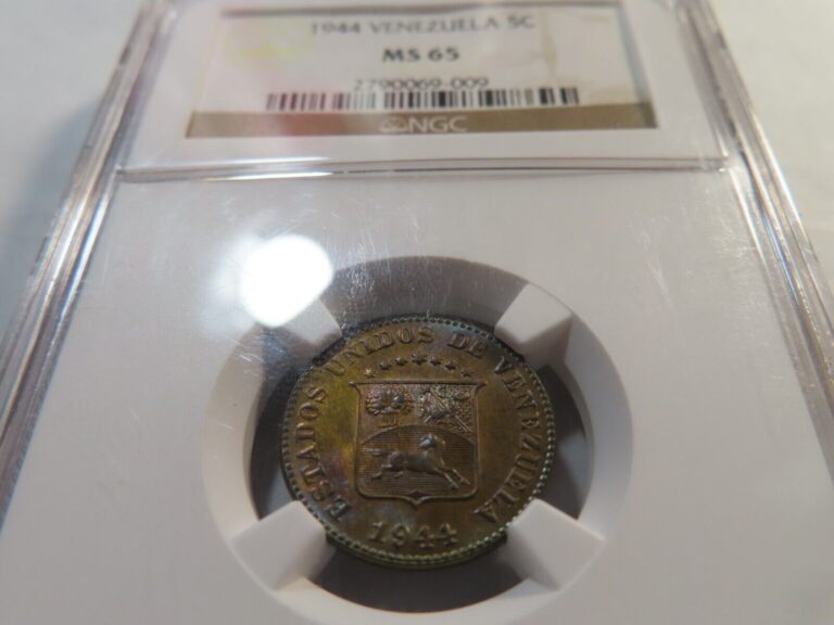 Read more about the article C16 Venezuela 1944-Philadelphia Mint 5 Centimos NGC MS-65