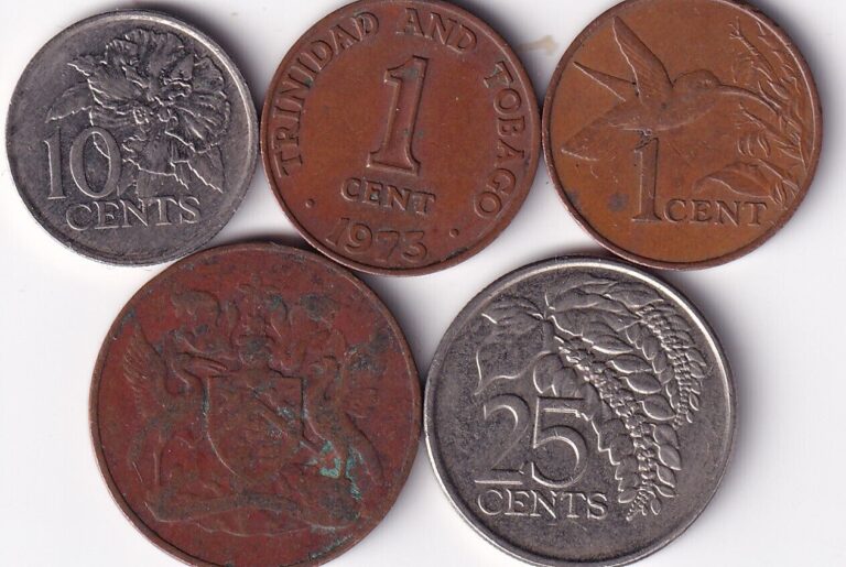 Read more about the article Lot of 5 Trinidad and Tobago coins  1  5  10  and 25 cents  1966- 2007