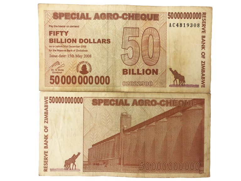 Read more about the article Zimbabwe One 50 Billion Dollar Agro Cheque Bill Banknote Pre- 10 50 100 Trillion
