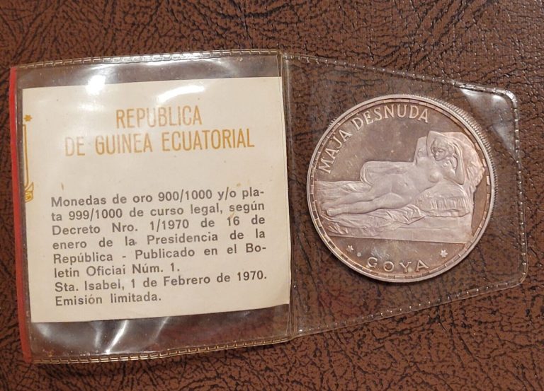 Read more about the article Guinea 100 Pesetas Ecuatorial 1970 Silver .999 Coin Maja Desnuda Goya Proof