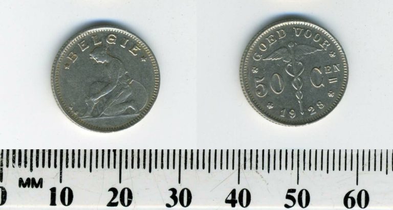 Read more about the article Belgium 1928 – 50 Centimes Nickel Coin – Dutch Legend – Caduceus