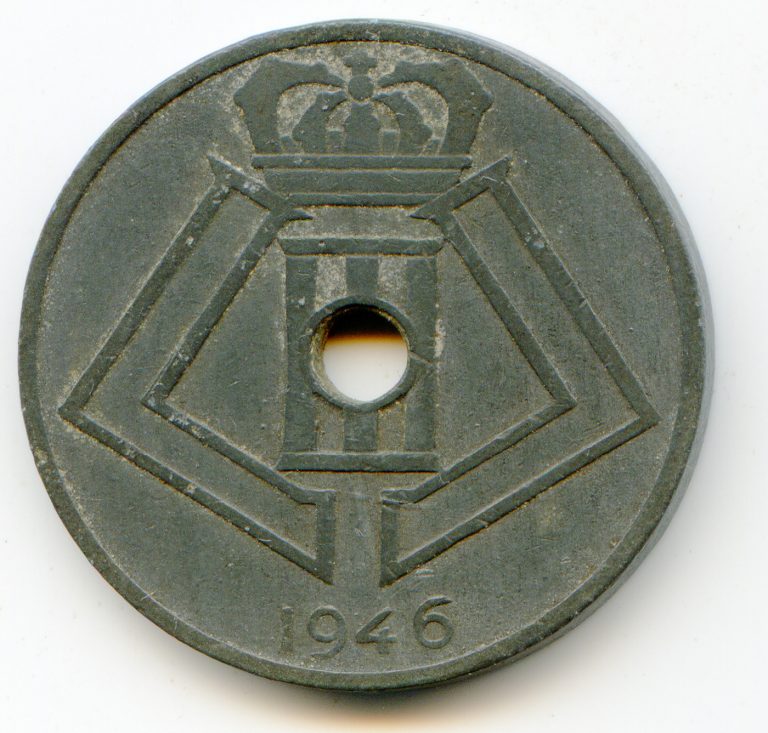 Read more about the article Belgium 25 Centimes 1946 KM-132  lotmar2504