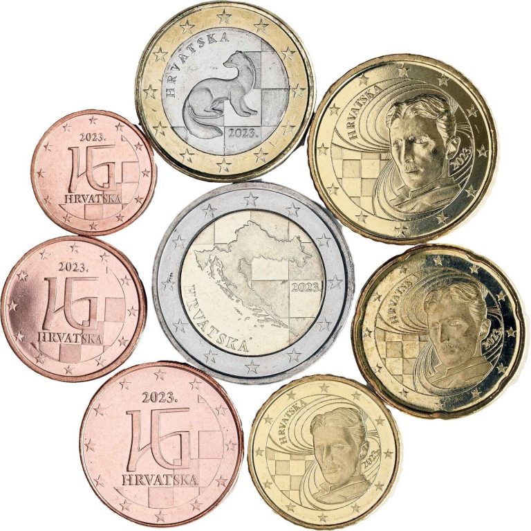 Read more about the article Croatia 2023 year UNC full coin set from 1 cent – 2 euro total 8 coins 3 88 euro