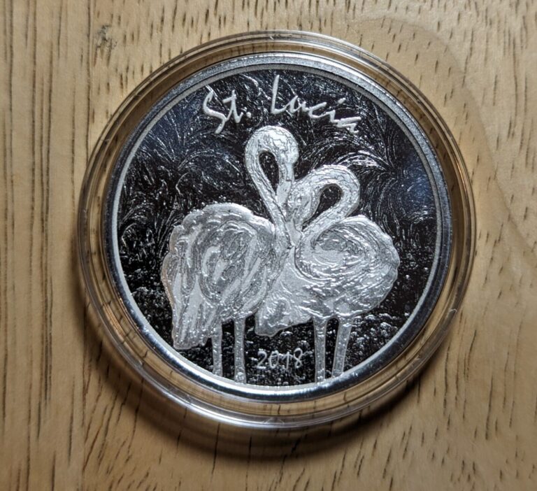 Read more about the article 2018 Caribbean $2 St. Lucia Pink Flamingo 1 oz Silver Coin Mintage 25 000