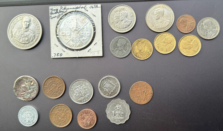 Read more about the article Lot of 19 World Coins Thailand Jamaica Bahamas Macau Armenia – silver and other