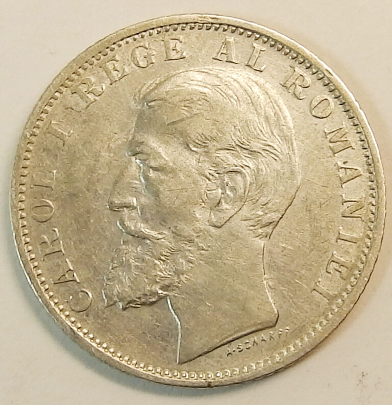 Read more about the article 1900  Romania King Carol I    1 Leu  Silver Coin Beautifull !!!