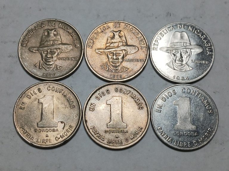 Read more about the article Lot of 3x Nicaragua Cordoba Coins – 1980  1983 and 1984 – Sandino