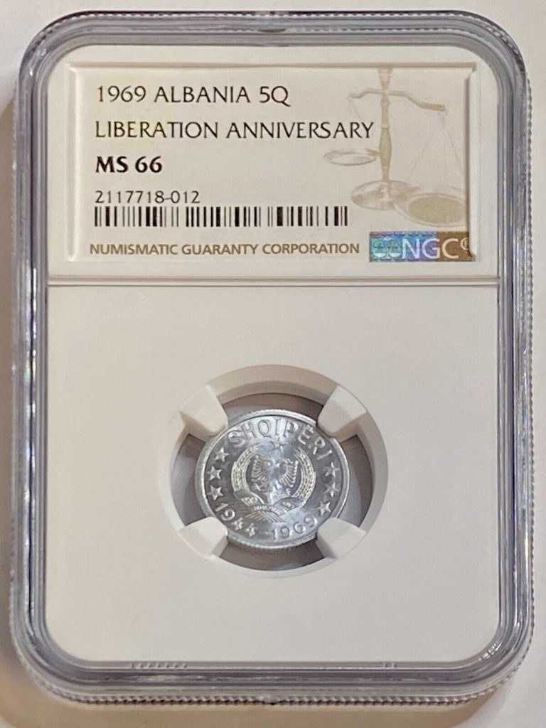 Read more about the article 1969 ALBANIA 5 QINDARKA LIBERATION ANNIV NGC MS66 ONLY 1 GRADED HIGHER WORLDWIDE