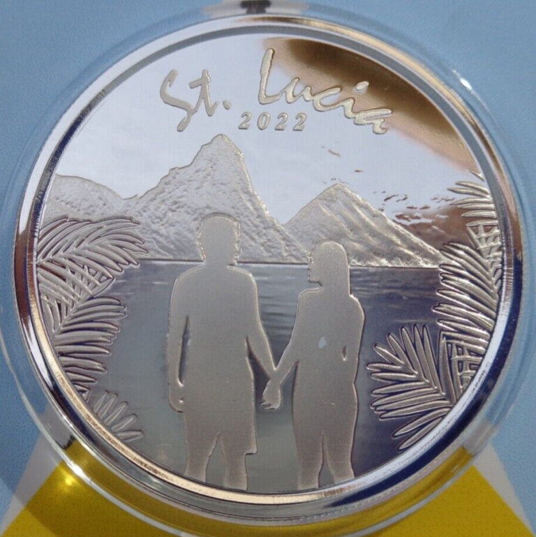 Read more about the article 2022 St. Lucia ROMANTIC COUPLE $2 silver BU coin .999 fine silver