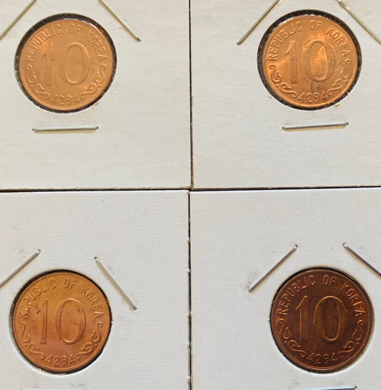 Read more about the article SOUTH  KOREA 10 HWAN 4294 (1961) WON COIN MONEY : Four Coins (UNC)