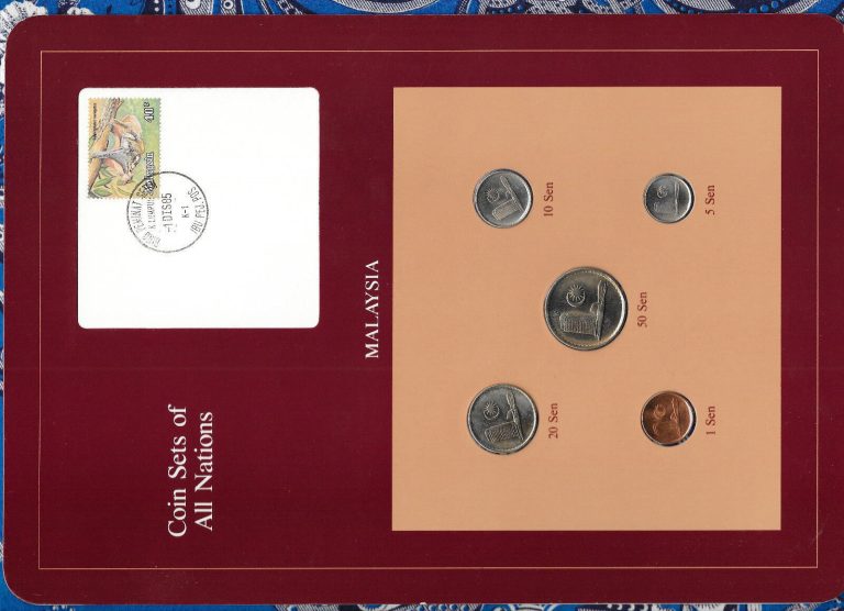 Read more about the article Coin Sets of All Nations Malaysia w/card 1981-1984 UNC 50 Sen 1983 20 5 Sen 1982