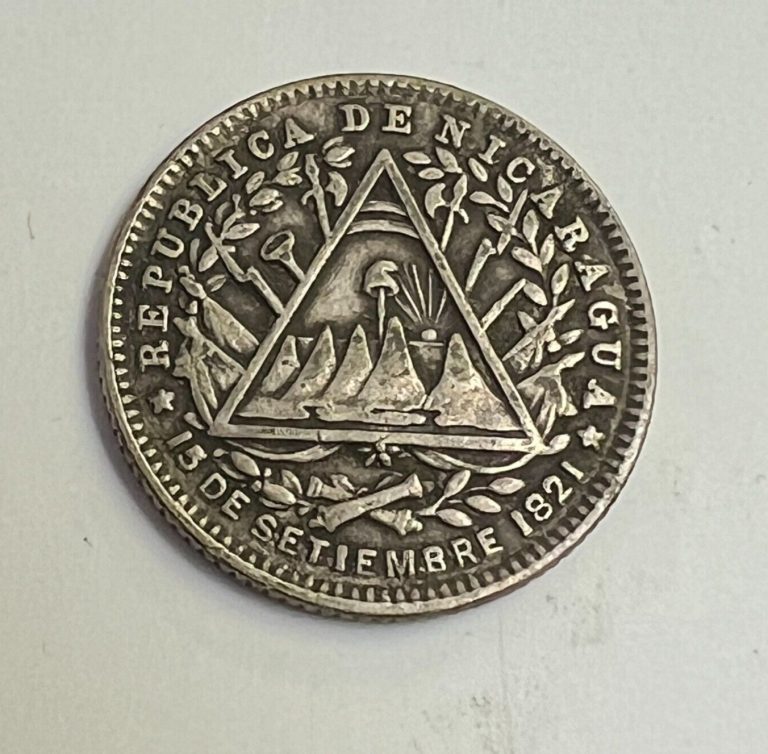 Read more about the article 1887 H Nicaragua 10 Centavos silver  KM#6  VF