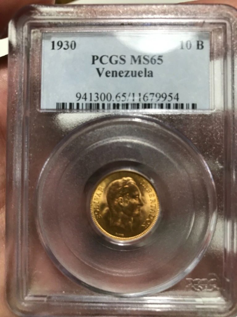 Read more about the article VENEZUELA  – 10  BOLÍVARES GOLD 1930 – MS65
