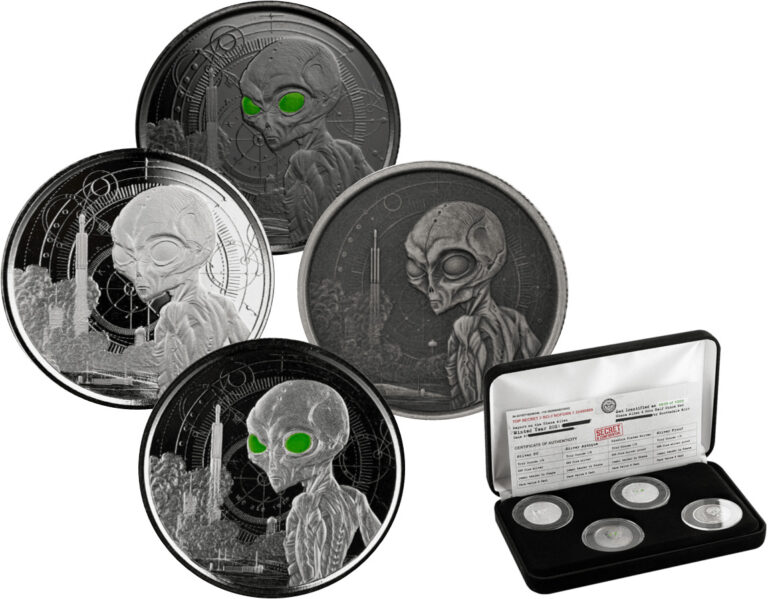 Read more about the article Republic of Ghana 2021 Alien 4 Coin Set (2 Total oz of Silver) Mintage Of 1000