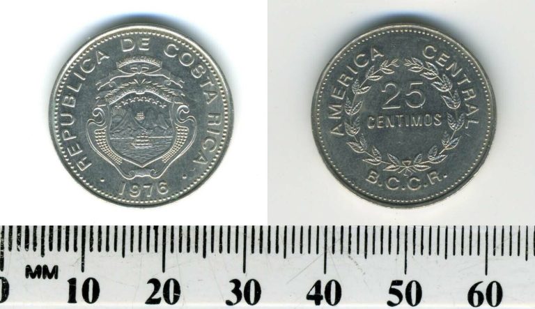 Read more about the article Costa Rica 1976 – 25 Centimos Copper-Nickel Coin
