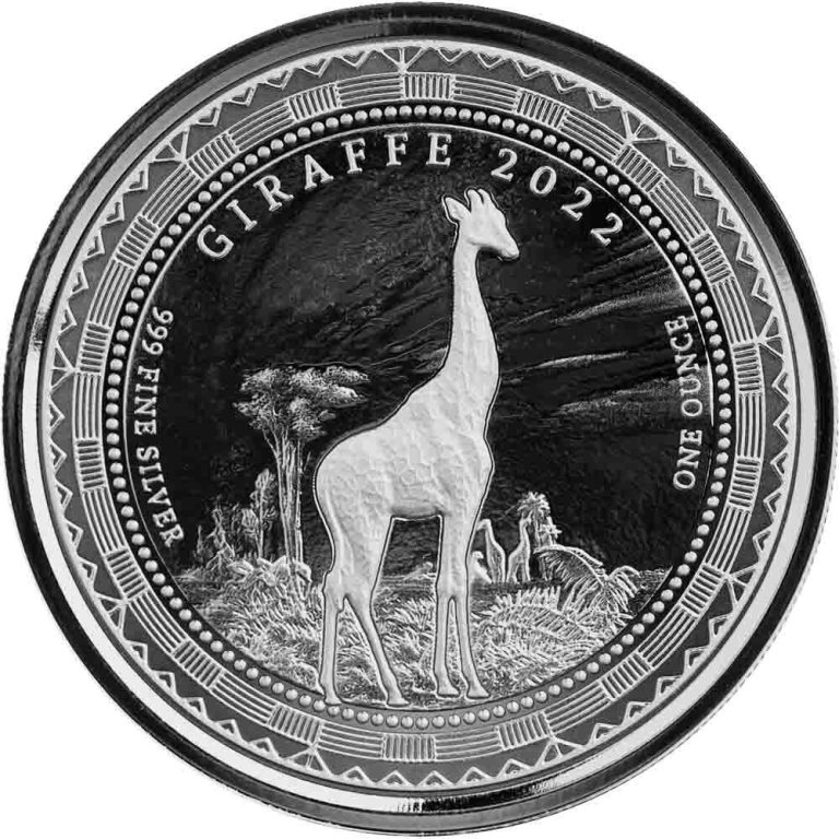 Read more about the article 2022 1 oz Equatorial Guinea Giraffe Silver Coin (Proof-like)